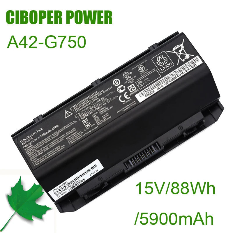 CP ใหม่ของแท้แบตเตอรี่แล็ปท็อป A42-G750 15V 88Wh สำหรับ ROG G750 Series G750J G750JH CFX70 G750JS G7