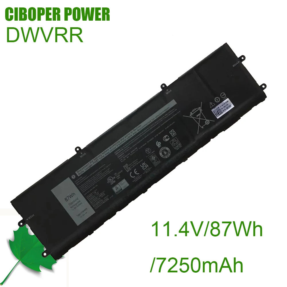 CP แบตเตอรี่แล็ปท็อปของแท้ DWVRR 11.4V/7250MAh/87Wh สำหรับเปลี่ยน Alienware X15 R1และ X17 R1 9เซลล์