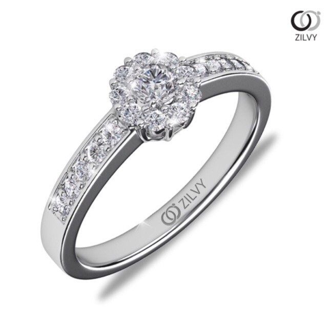 Zilvy แหวนเพชรผู้หญิง เพชรรวม 0.24 กะรัต color D (GR305)