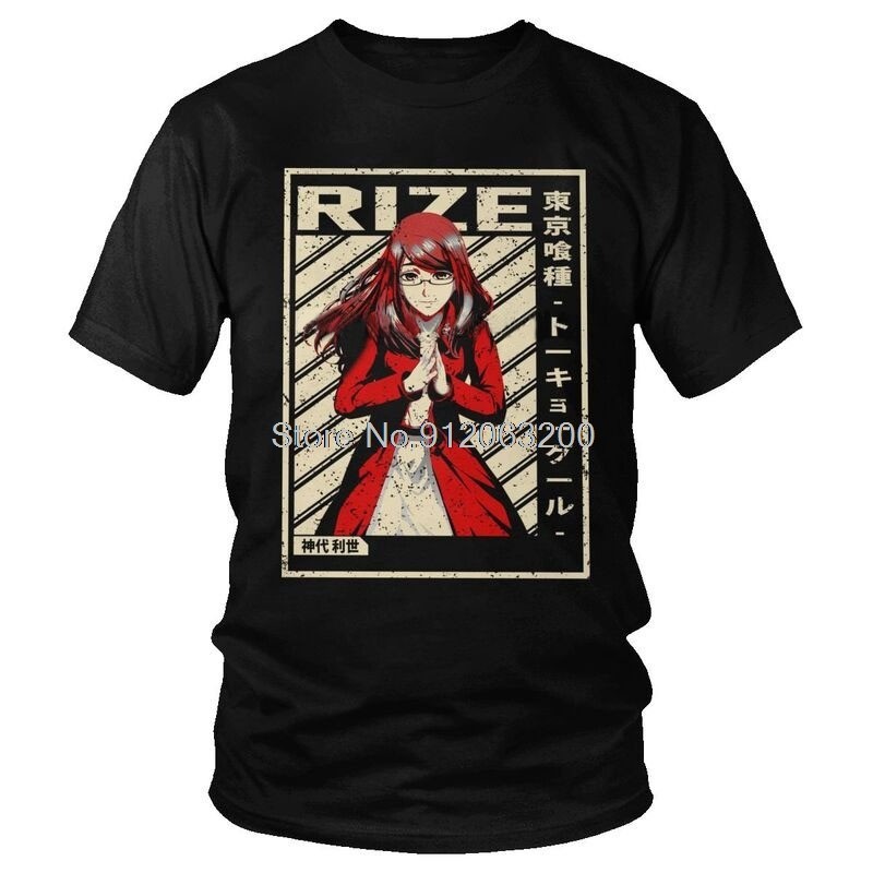 【COD】Tokyo Men's Ghoul Rize Kamishiro T-Shirt Funny Japanese Fantasy Manga Anime Tshirt Short Sleeve