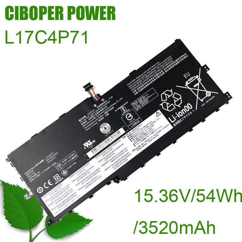 CP ของแท้แบตเตอรี่แล็ปท็อป L17C4P71 15.36V/54Wh/3520MAh L17M4P71 L17M4P73 01AV474 01AV475 X1โยคะ2018