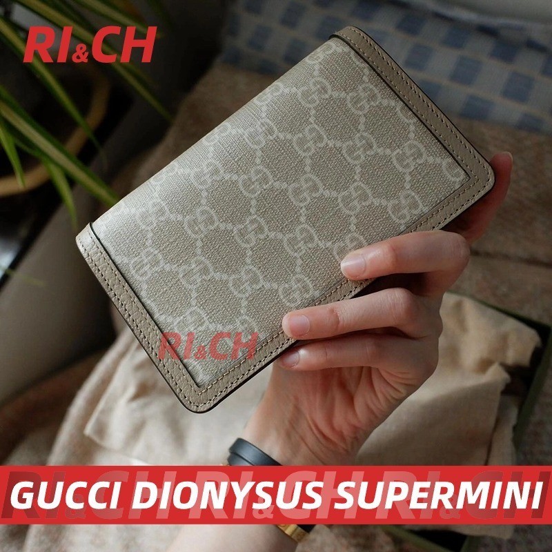 #Rich ราคาถูกที่สุดใน Shopee แท้💯GUCCI DIONYSUS GG SUPER MINI BAG Beige and white GG Supreme canvas