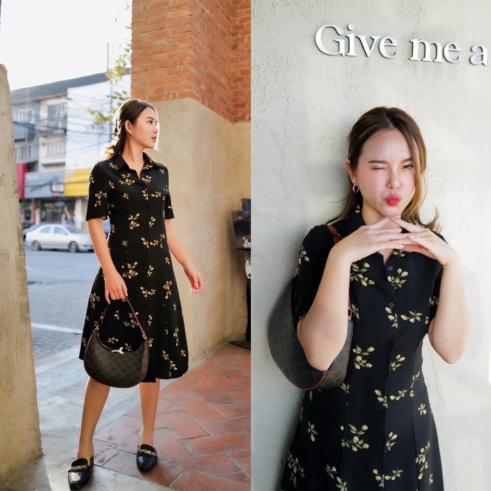 Chic No.9 : Dress - Mini Charcoal เดรสทำงาน เดรสเที่ยว ปัดซ้ายที่รูปเพื่อดูขนาดสินค้า