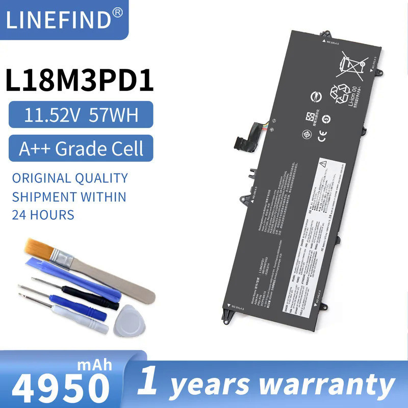 แบตเตอรี่ L18C3PD2 L18M3PD1สำหรับ Lenovo ThinkPad T14S T490S T495S Series 57WH L18M3PD2 02DL013 02DL