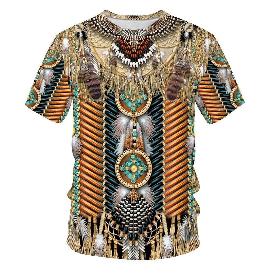 【High quality】Bohemian Style Men's T-shirt 3D Stretch Indian Design Couple Streetwear T-shirt 2022 F