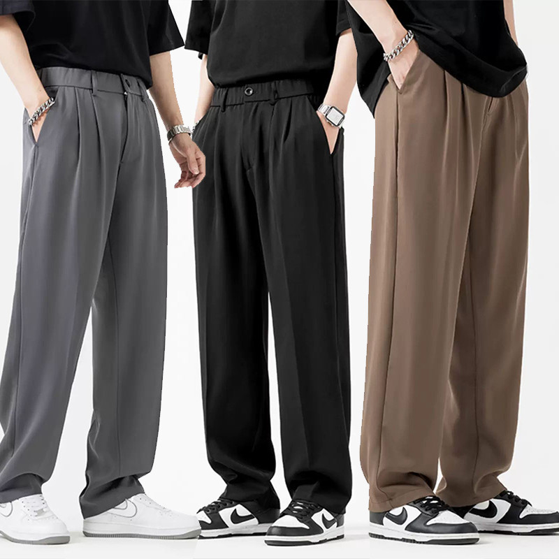 【COD】NEW WESTERN High-quality fashionable casual suit trousers loose slacks pants for men formal bla