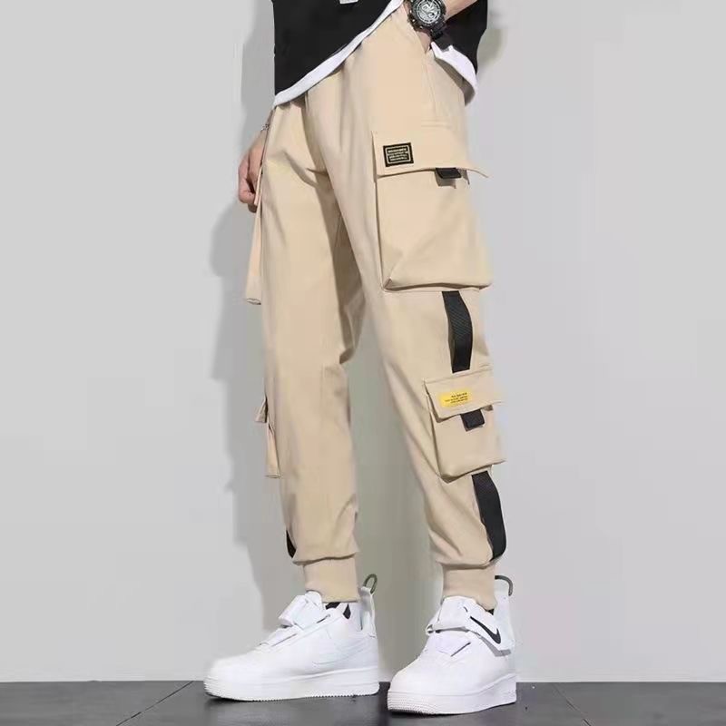 【COD】Classic Design Multi Pocket Cargo Pants, Men's Casual Loose Fit Drawstring Cargo Pants/Joggers 