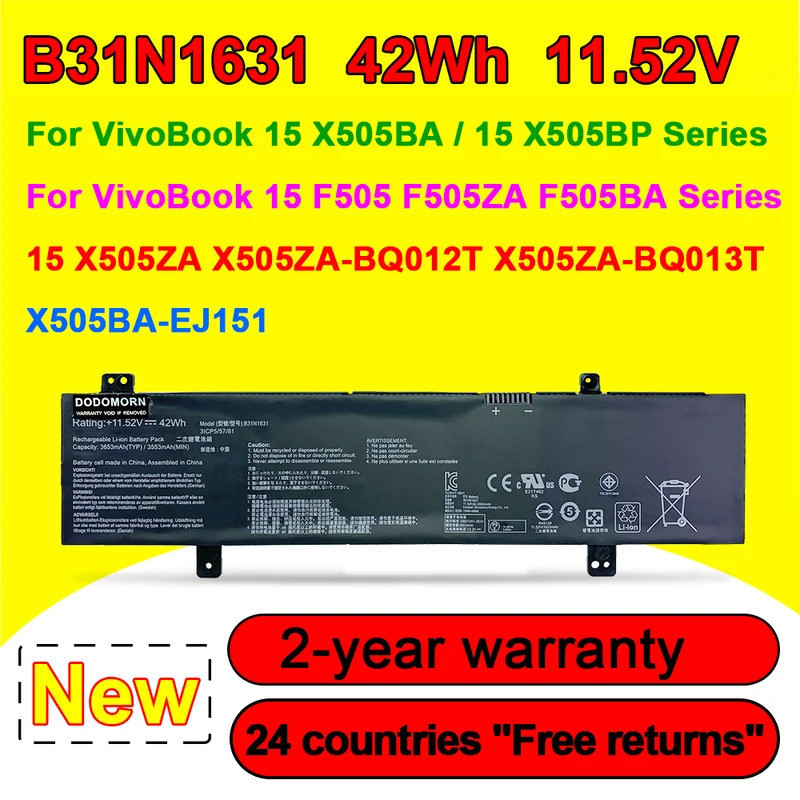 ใหม่ B31N1631แบตเตอรี่แล็ปท็อปสำหรับ ASUS VivoBook 15 X505ZA X505BA X505BP F505 X505ZA-BQ012T X505BA