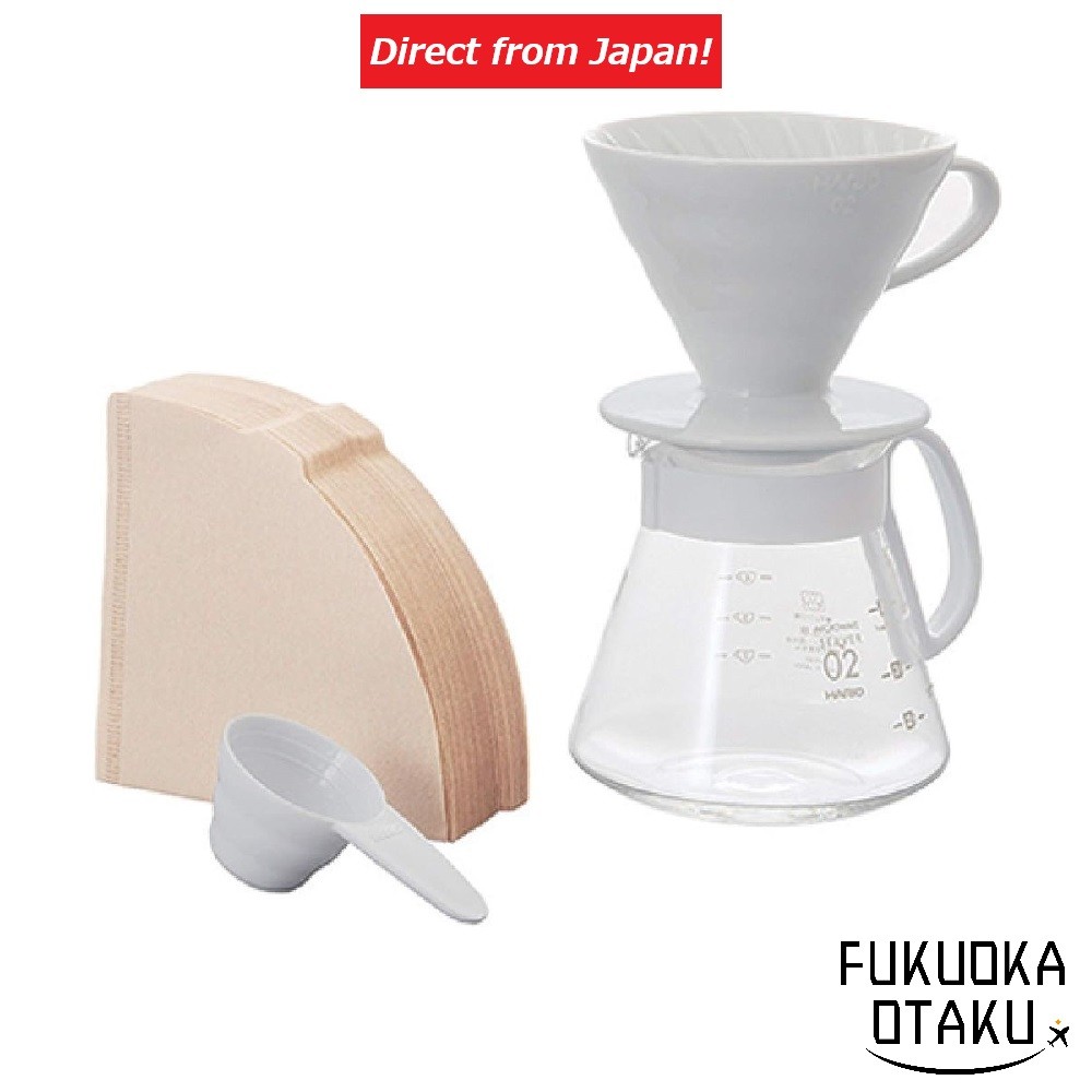 HARIO XVDD-3012W [V60 Ceramic Dripper 02 Set] Coffee Accessories [Direct from Japan]