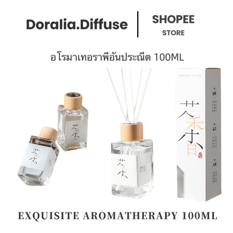 ห้องนอน น้ำหอมอโรม่า 100มล ขวดแก้ว พร้อมกล่อง ก้านหอม กลิ่นชาสด น้ำหอมติดทนนาน ของใช้ในบ้าน