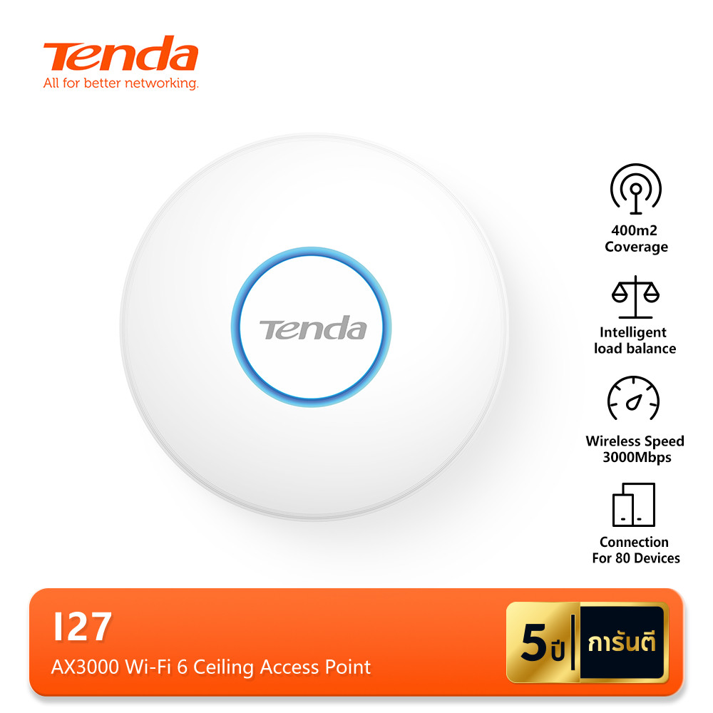 Tenda I27 Ceiling Mount Network Access Point WiFi 6 AX3000 รองรับ GbE PoE Dual Band