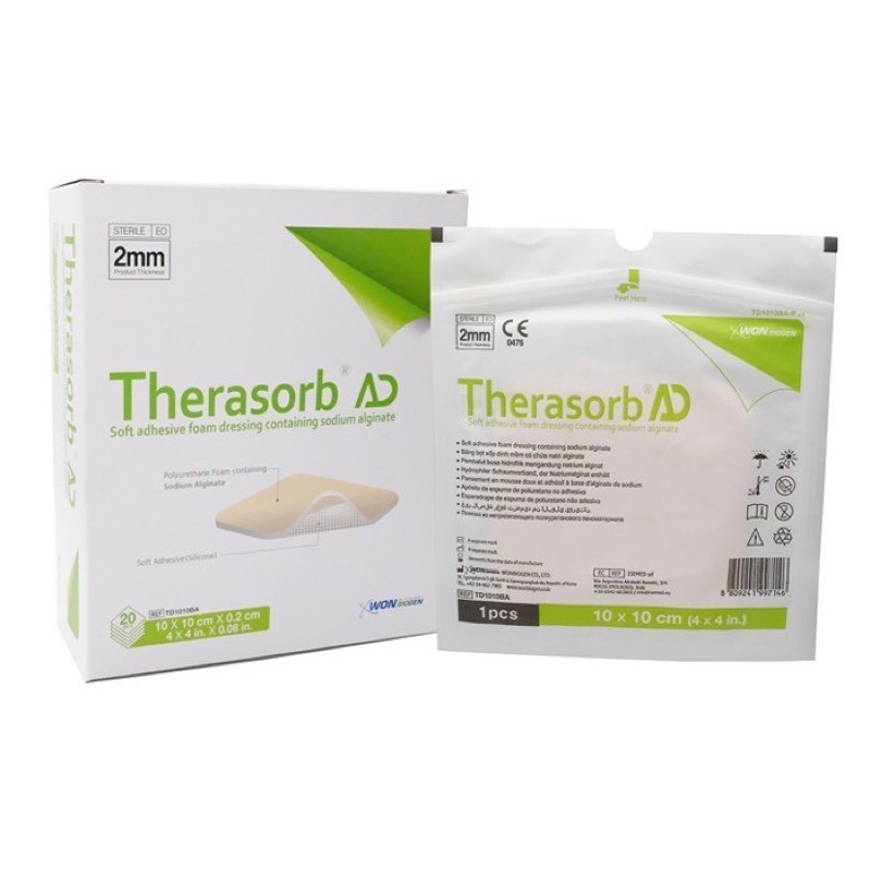 Therasorb AD 10x10 หนา 2mm 1 แผ่น ชนิดมีกาวในตัว แผ่นปิดแผลกดทับ หนังเทียมปิดแผล แผลกดทับ แผ่นซึมซับของเหลวจากแผล