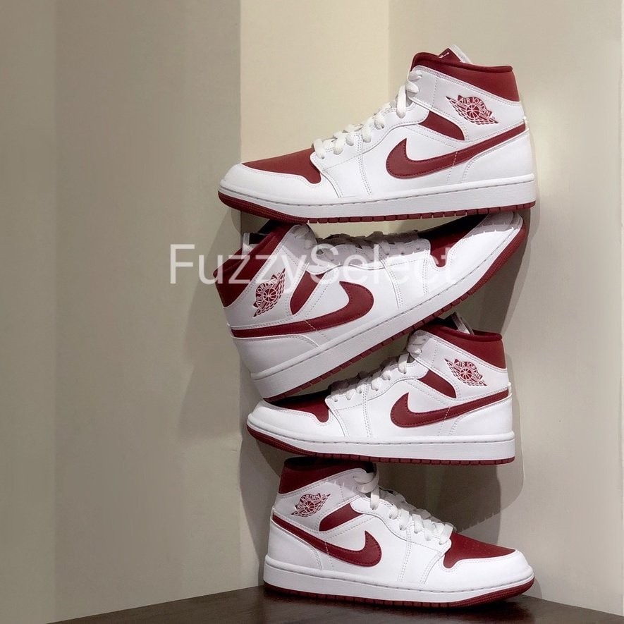 T.L Air Jordan 1 MID Reverse Chicago รองเท้าผู้หญิงสีขาวสีแดง BQ6472-161 ·ญี่ปุ่น