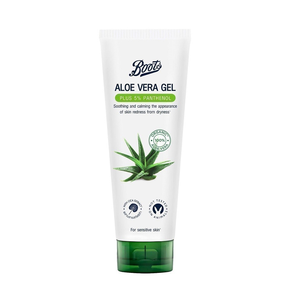 BOOTS ALOE VERA GEL PLUS 5% PANTHENOL 100ML บู๊ทส์ อโลเวร่า เจล พลัส 5% แพนทีนอล 100 มล.