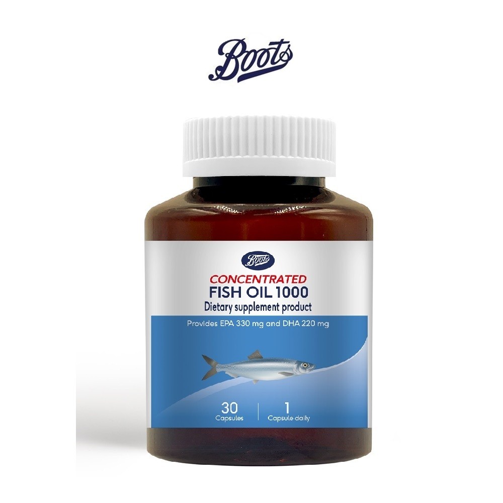 BOOTS VITAMINS บู๊ทส์ คอนเซนเตรท ฟิชออยล์ 1000 มก. (ผลิตภัณฑ์เสริมอาหาร)