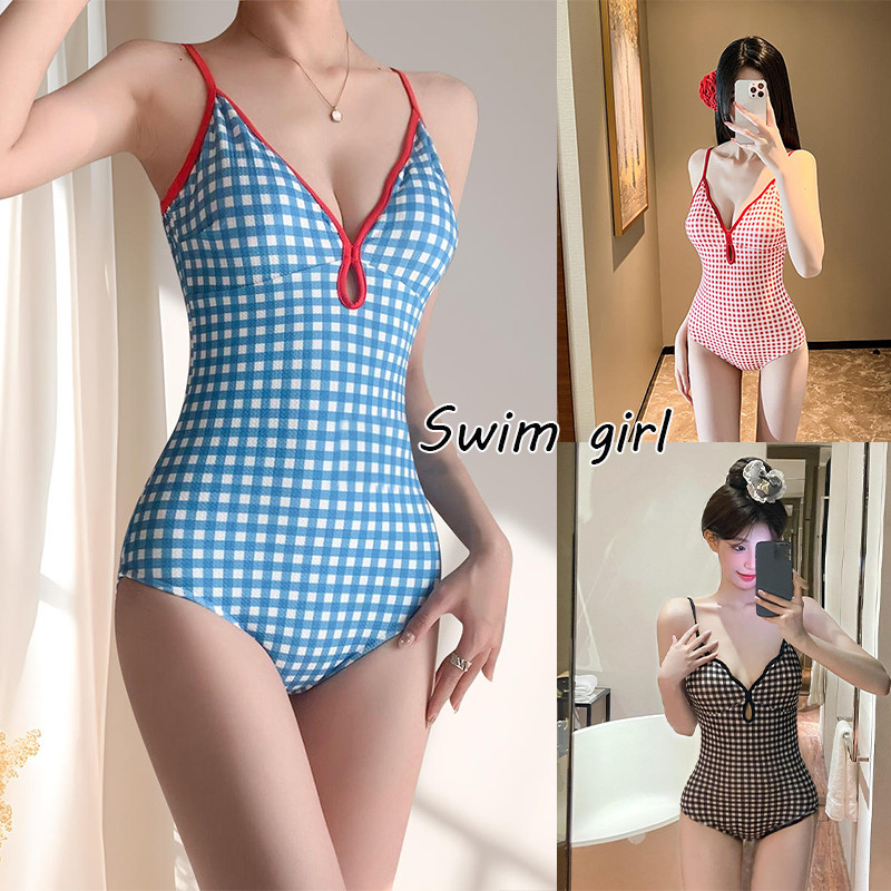 swim girlชุดว่ายน้ํา วันพีช ชุดว่ายน้ำกระโปรง โชว์หลัง เก็บหุ่นเข้าทรง มีฟองน้ำ