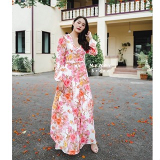 MyWay Brand :Dress ชุดเดรส Maxi Sweet Rose  👋เลื่อนดูขนาดที่รูปสุดท้ายน้า