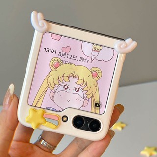 เคสมือถือ สำหรับ Samsung Galaxy Z Flip5 มาใหม่ สีขาวพร้อมหูปุยเมฆ สไตล์การ์ตูนเกาหลี น่ารักๆ