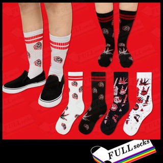 ถุงเท้าสตรีท ลายสักโอสคูล กะโหลก Free Size Tattoo Old School Socks_A28