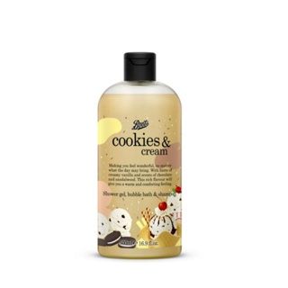 ลดเพิ่ม 8% ⭐️ เจลอาบน้ำ แชมพู Boots Shower gel bubble bath and shampoo ขนาด 500mL [** Cookies &amp; Cream **]
