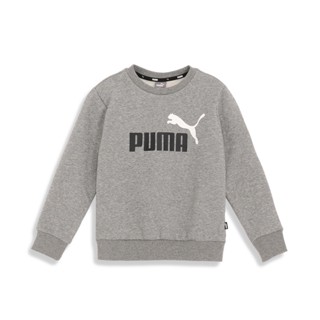 PUMA KIDS - เสื้อยืดคอกลมเด็กโต Essentials+ Big Logo สีเทา - APP - 84653403