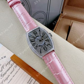 นาฬิกาข้อมือ FM lady 34mm สายหนังสีชมพู pink