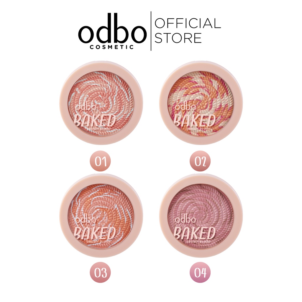 ODBO BAKED SNOWY BLUSH OD1308 บลัชลายแคนดี้ สีสวยละมุน