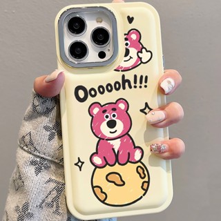 เคสโทรศัพท์มือถือนิ่ม ลายหมีสตรอเบอร์รี่ ดาวเคราะห์ เลนส์โลหะ สําหรับ iPhone 14Promax 13 12 11 7Plus X XR xsmax