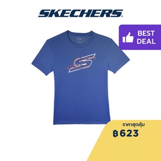 Skechers สเก็ตเชอร์ส เสื้อยืดแขนสั้นผู้ชาย Men Performance Running Short Sleeve Tee - SP22Q4M418-01G9