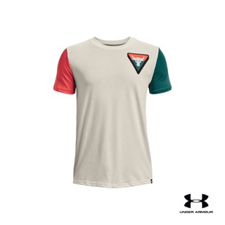 Under Armour Boys Project Rock Diamond Short Sleeve อันเดอร์ อาร์เมอร์ เสื้อแขนสั้น Project Rock Diamond สำหรับเด็กผู้ชาย