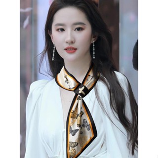 ♠ↂ✟2023 ใหม่สองด้าน hairband ผ้าพันคอผ้าไหมขนาดเล็กยาวผู้หญิงบาง streamer ผ้าพันคอผูกกระเป๋าชุดตกแต่งผ้าพันคอ headscarf