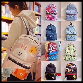 Lesportsac ใหม่ กระเป๋าเป้สะพายหลัง ลายการ์ตูนโปเกม่อน หลากสีสัน ขนาดใหญ่ 3426