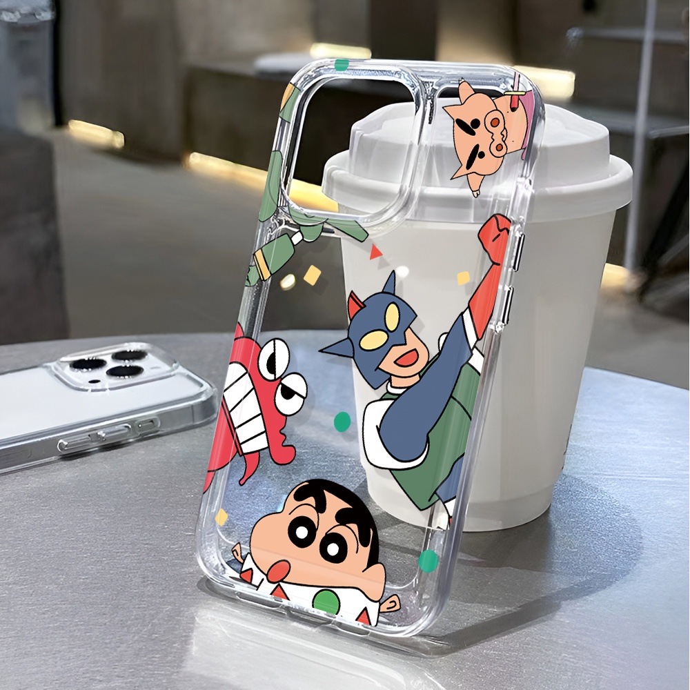 เคสโทรศัพท์มือถือ กันกระแทก ลายการ์ตูนชินจังจอมแก่น สําหรับ iphone 15 pro max 11 14 13 12 7 8 Plus X XR XSMax
