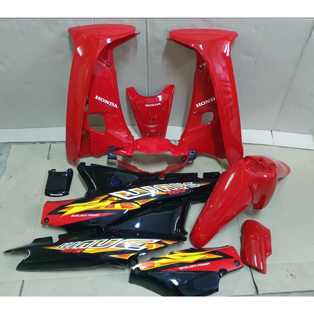 wave100 เวฟ110s ไฟหน้าตาคู่ สีแดง พร้อมติดลาย wave100s ปี2004 กาบรถ ชุดสี แฟริ่ง เฟรมรถ wave110s