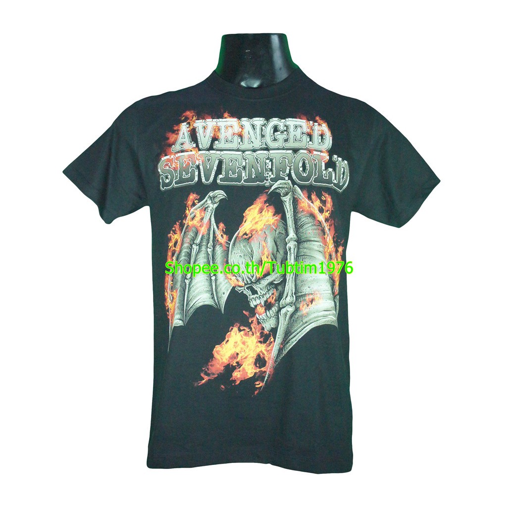 เสื้อวง Avenged Sevenfold ลาย A7X Behold The World Dies Fire Graphi สีดำ A7x1790