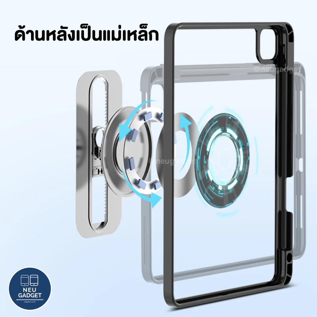 [หมุนได้+ถอดปกได้❗]เคสคีย์บอร์ดสำหรับไอแพด NEU ปรับระดับสูง-ต่ำได้ Air8 Air7 Air6,5 Gen9 Gen11 Pro11 Pro12.9 หมุน360องศา thumbnail 9
