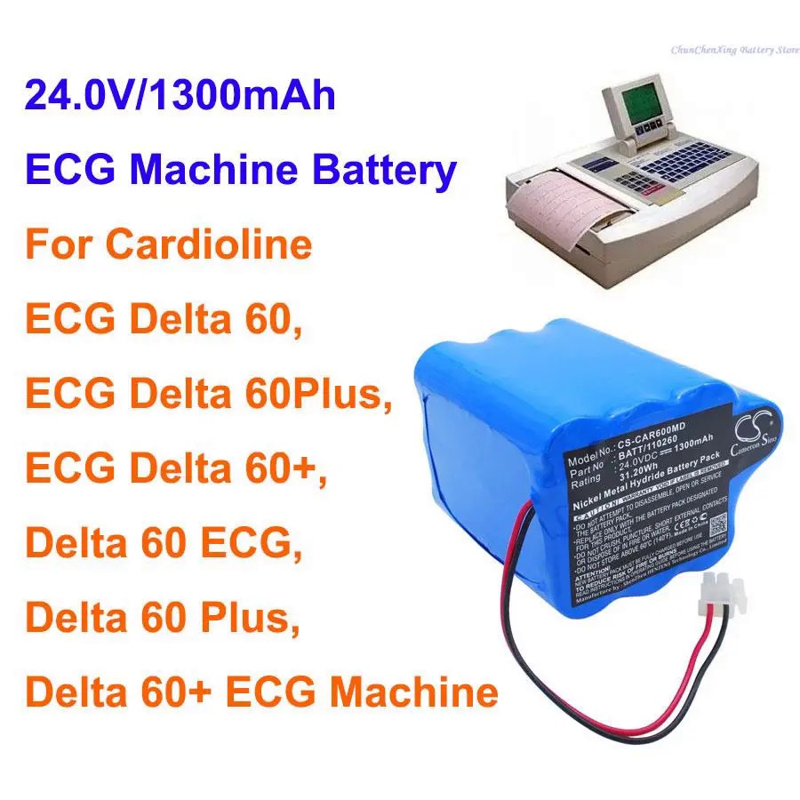 BFWV OrangeYu 1300mAh Battery for Cardioline ECG Delta 60, ECG Delta 60Plus, Delta 60  ECG Machine,D