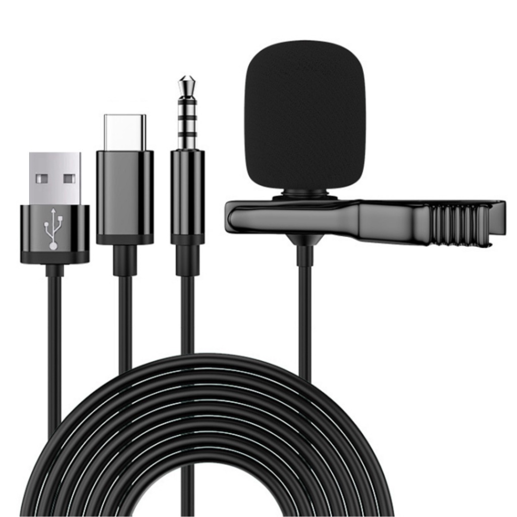ไมค์หนีบปกเสื้อ stereo มีหลายรุ่น 3.5mm / iPhone / USB Type C / ไม่ต้องต่อผ่านตัวแปลงหัว ไลฟ์สด บันทึกเสียงสายคุณภาพดี ท