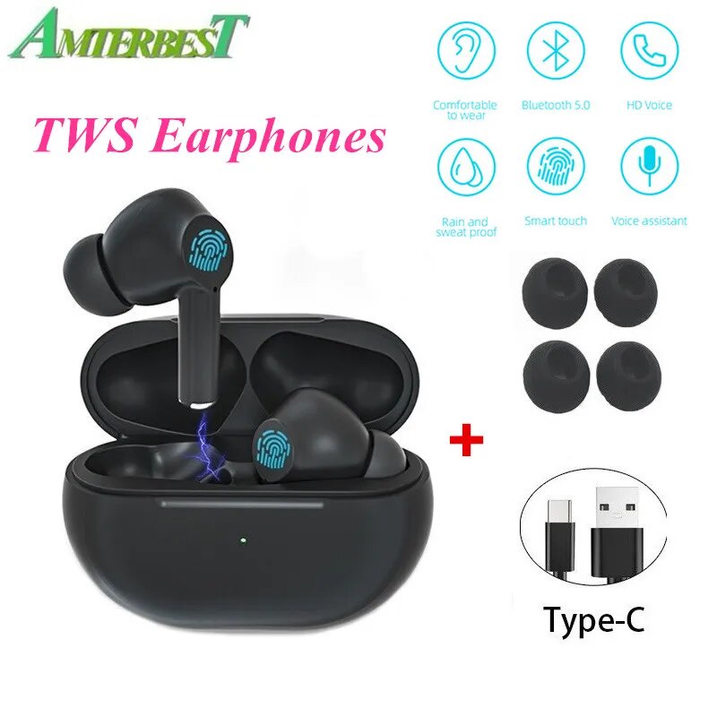 53A AMTERBEST A1 TWS Blutooth Wireless Headphones Mini Bass Earphone Headset Sports Earbuds with Charging Box Micr YCx