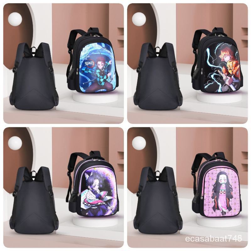 【เตรียมจัดส่ง】Demon Slayer กระเป๋าเป้เด็ก 15นิ้ว Demon Slayer ดาบพิฆาตอสู OG4H