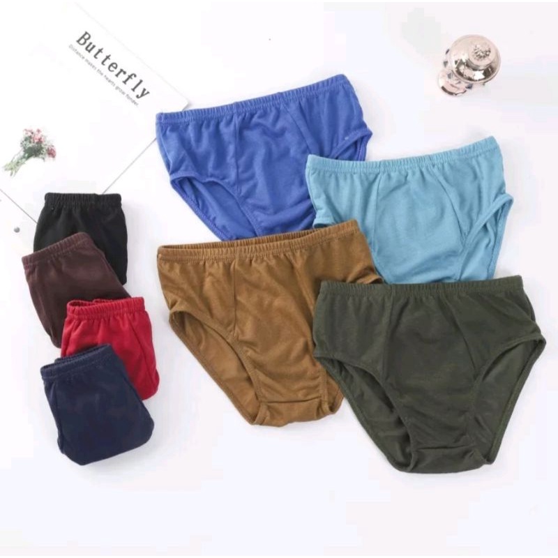 กางเกงในเด็กชาย สีพื้น ขาเว้า ขอบหุ้ม 10 ตัว คละสี ไซส์ M L XL