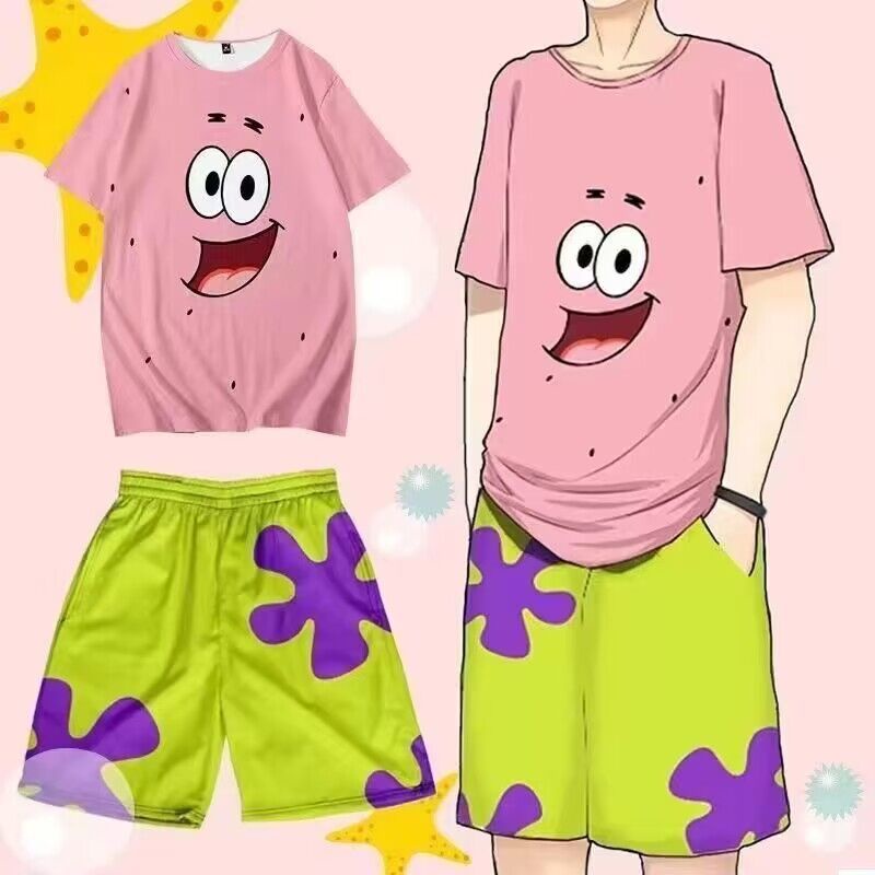 Loose Funny Short-Sleeved Pie Star Shorts เสื้อยืด SpongeBob SquarePants