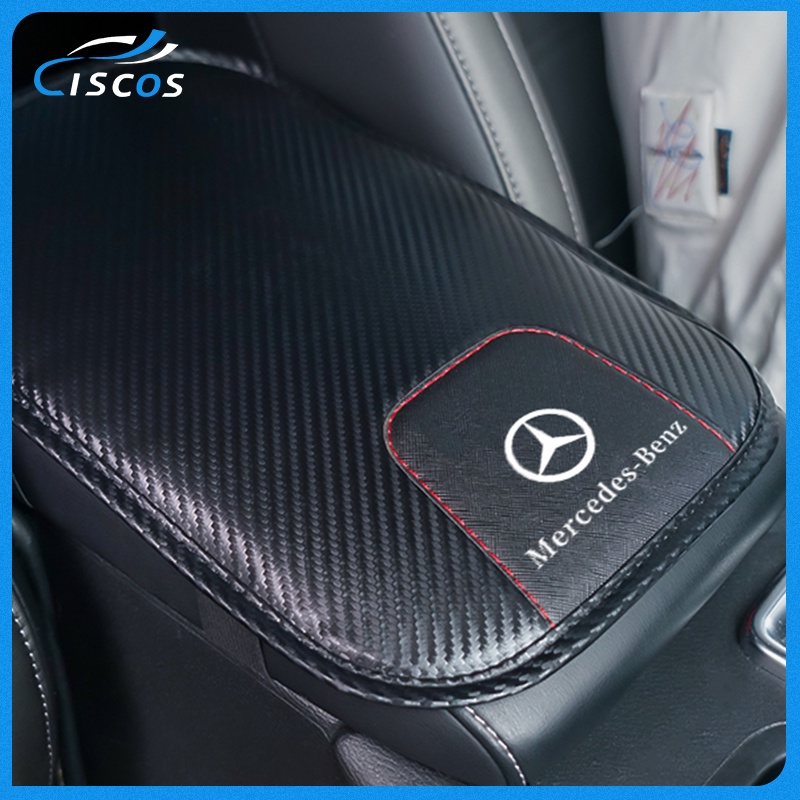 Ciscos คาร์บอนไฟเบอร์ หนัง ฝาครอบที่เท้าแขนรถยนต์ สำหรับ Mercedes Benz W124 W204 W202 W203 W212