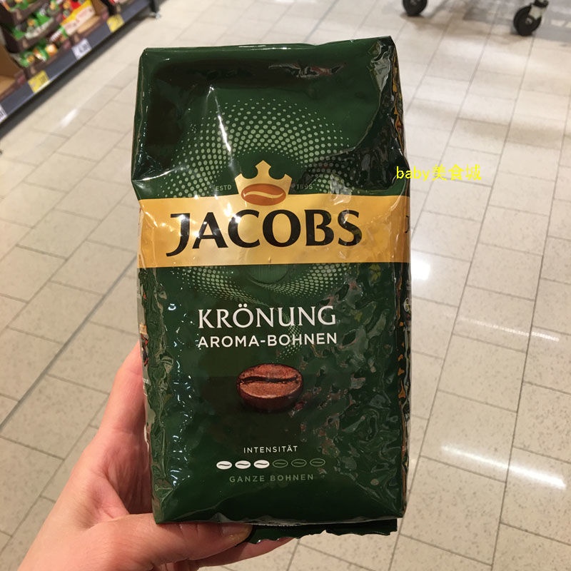 ☌Jacobs Crown Classic Coffee Beans นำเข้าจากเยอรมนี เมล็ดกาแฟดำอเมริกันกลมกล่อมคั่วกลาง 1KG วันที่ผล