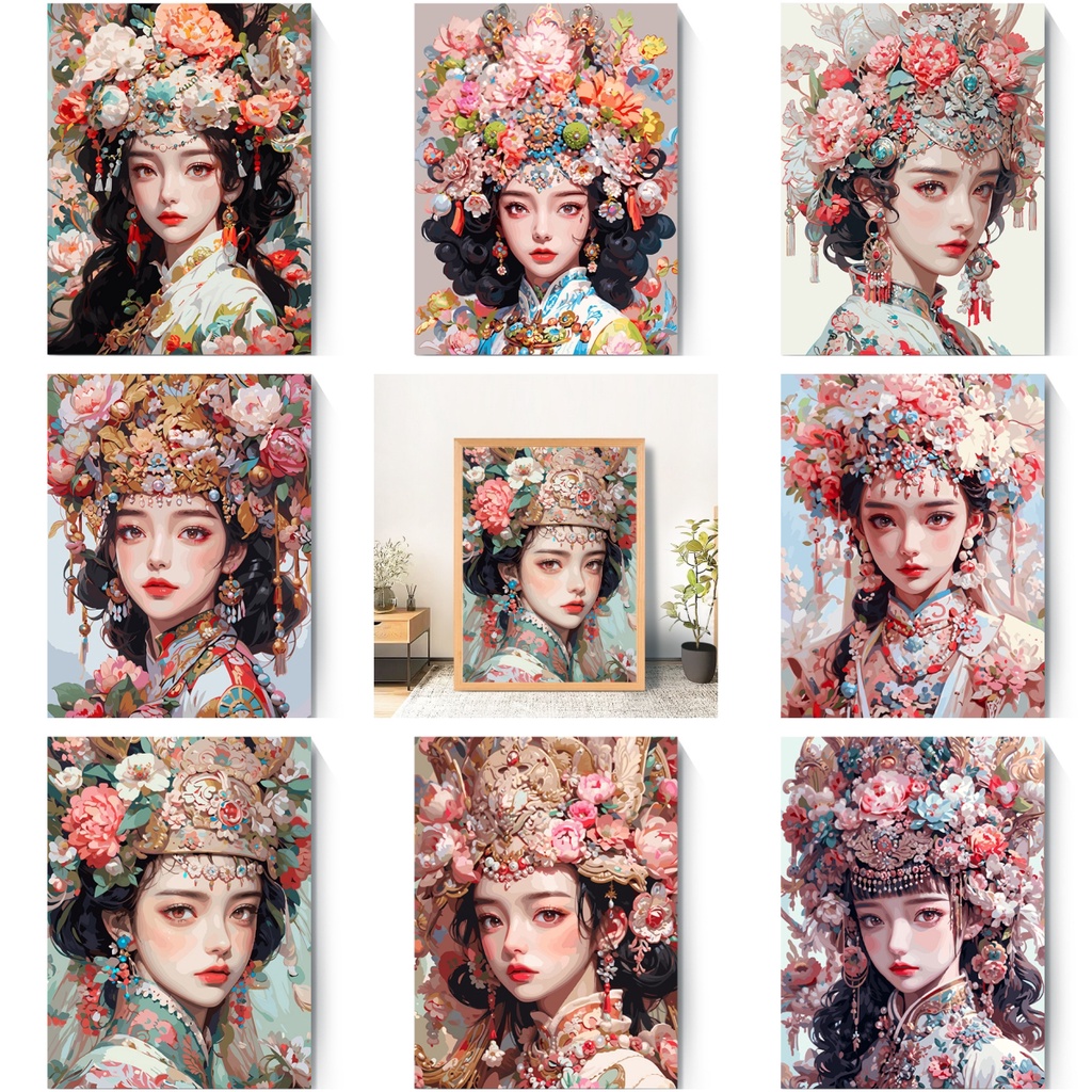 Drofe / ระบายสีตามตัวเลข / สไตล์จีน / ภาพวาดสีน้ํามันดิจิทัล / ภาพระบายสี / ภาพวาด DIY / ภาพวาดผ้าใบ / ภาพวาดสีน้ํามัน / ภาพระบายสีตามตัวเลข / การตกแต่ง