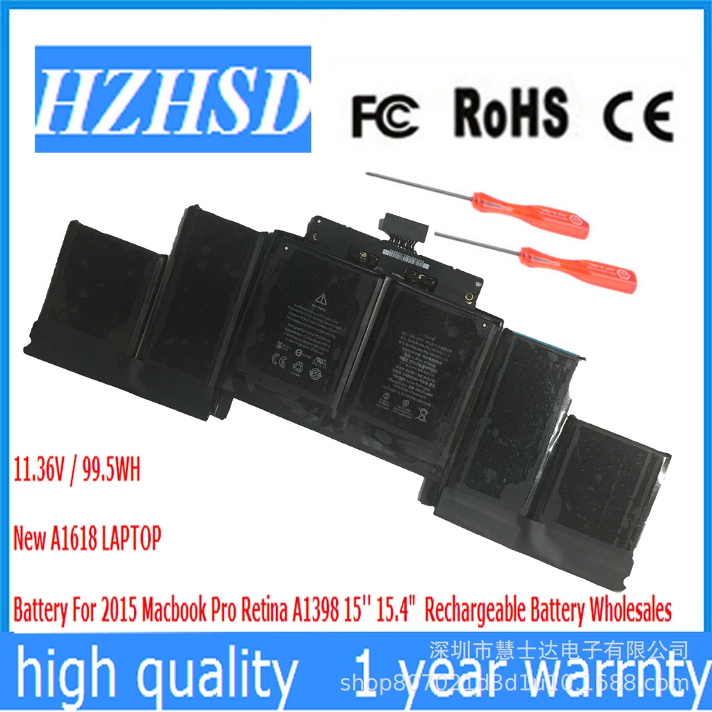 สำหรับแอปเปิ้ลMacbook Pro 15นิ้ว Retina A1398 2015 A1618แบตเตอรี่แล็ปท็อป
