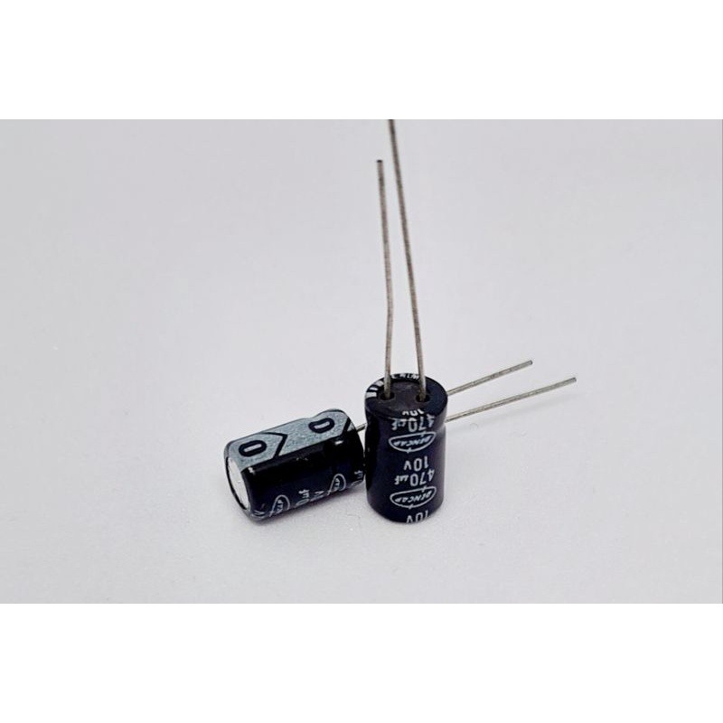 (แพ็ค 10 ตัว) คาปาซิเตอร์ 470uF 10V , Electrolytic Capacitor 470uF 10V , ตัวเก็บประจุ อิเล็กโตไลท์ 4