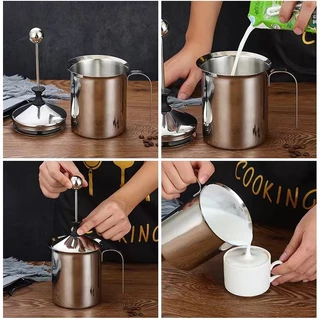 MANGO COFFEE ถ้วยปั๊มฟองนม สแตนเลส 400ml/800ml ที่ตีฟองนม ที่ปั๊มฟองนม Milk Frother