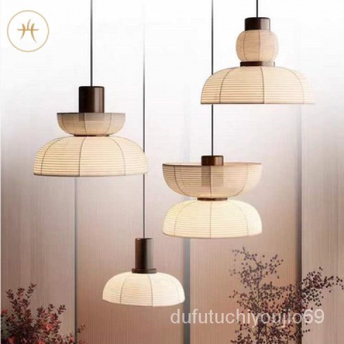 โคมไฟระย้าวาจิเฟิงสไตล์ญี่ปุ่นโคมไฟรวมผ้าร้านอาหาร B & B Tea Room Zen Art Model Light Designer NME8