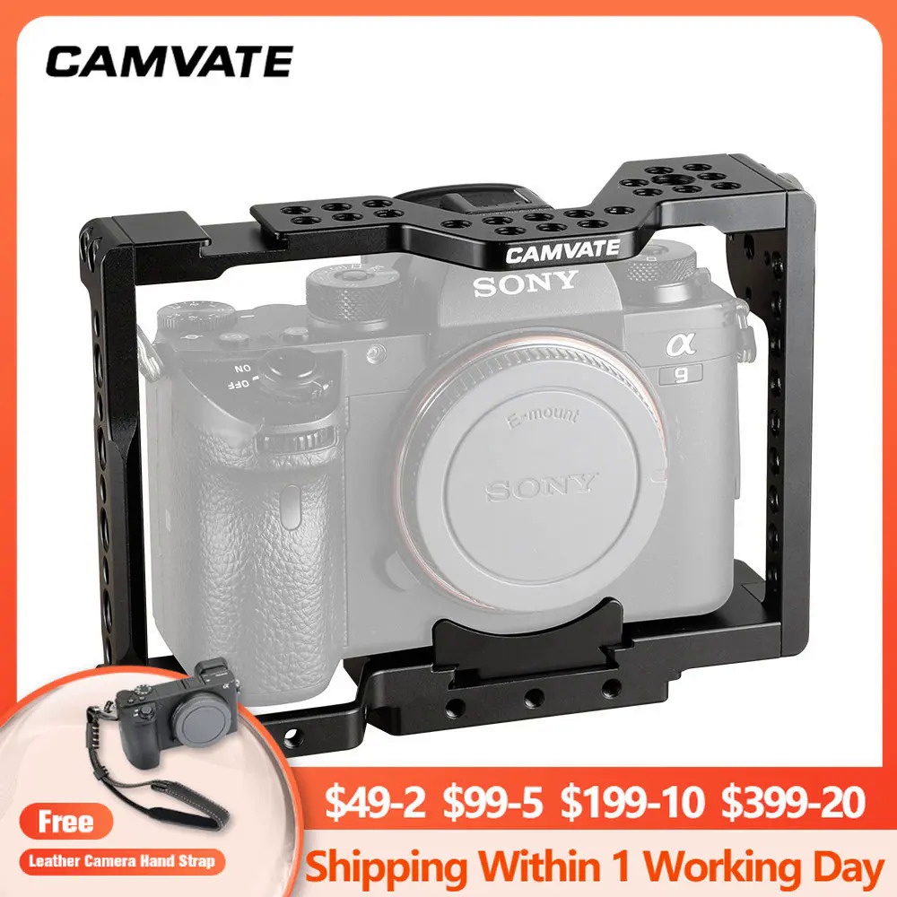 CAMVATE Full Camera Cage สำหรับ Sony A7 II,A7R II,A7S II,A7 III,A7R III,,A9 Series พร้อม ARCA Quick Release Base &amp; Roset